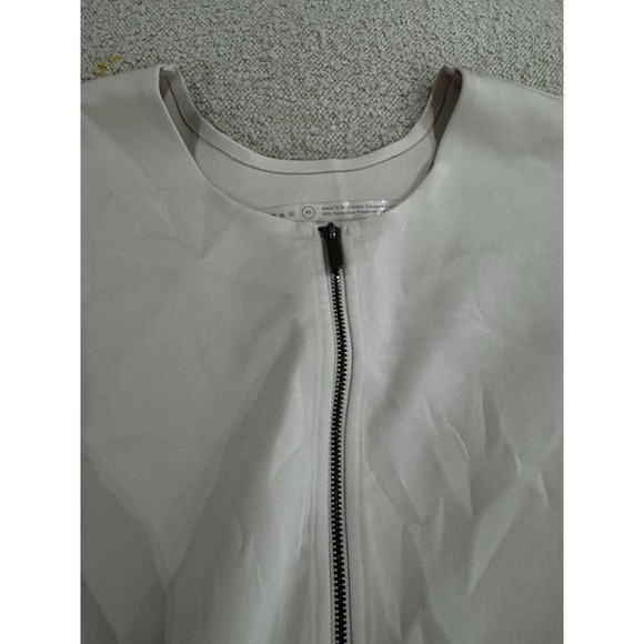 ADAY Waste Nothing Ivory Pale Gray Zipper Short Sleeve Vegan Jacket Size S XS - Picture 6 of 8